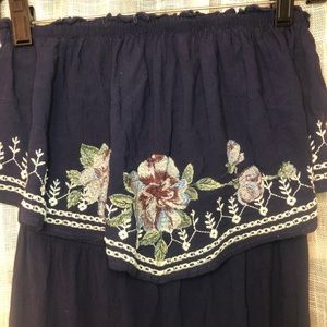 AE Navy Embroidered Jumpsuit